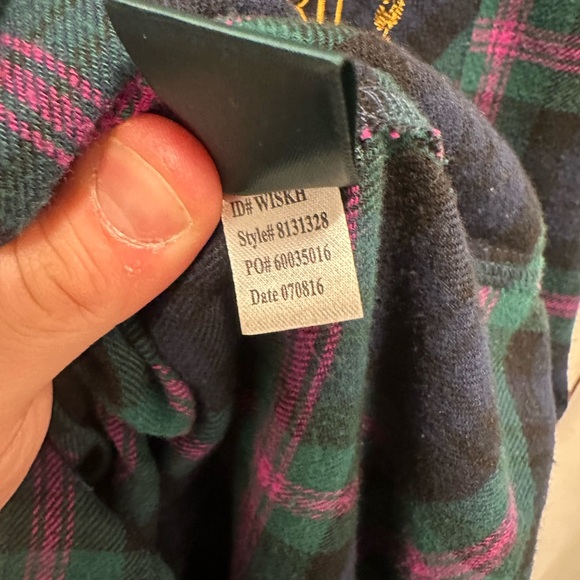 Ralph Lauren Plaid Flannel Nightshirt Medium Green Navy Pink RL crest - Picture 5 of 11